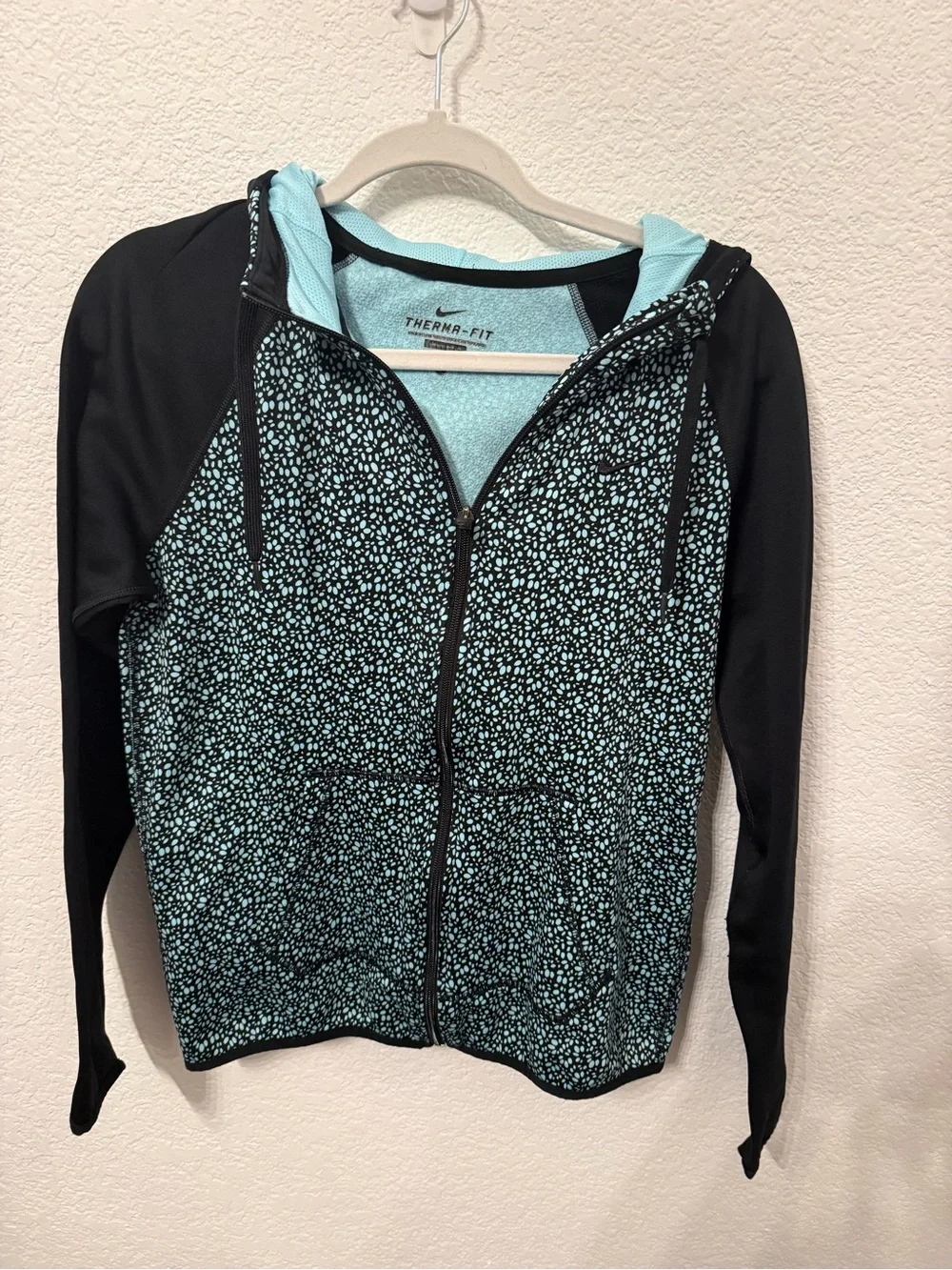 Nike Therma-FIT Women’s Small Full Zip Hoodie Jacket Black Blue Speckled
